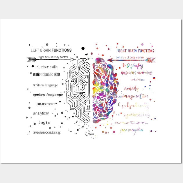 Left and right brain function Wall Art by RosaliArt